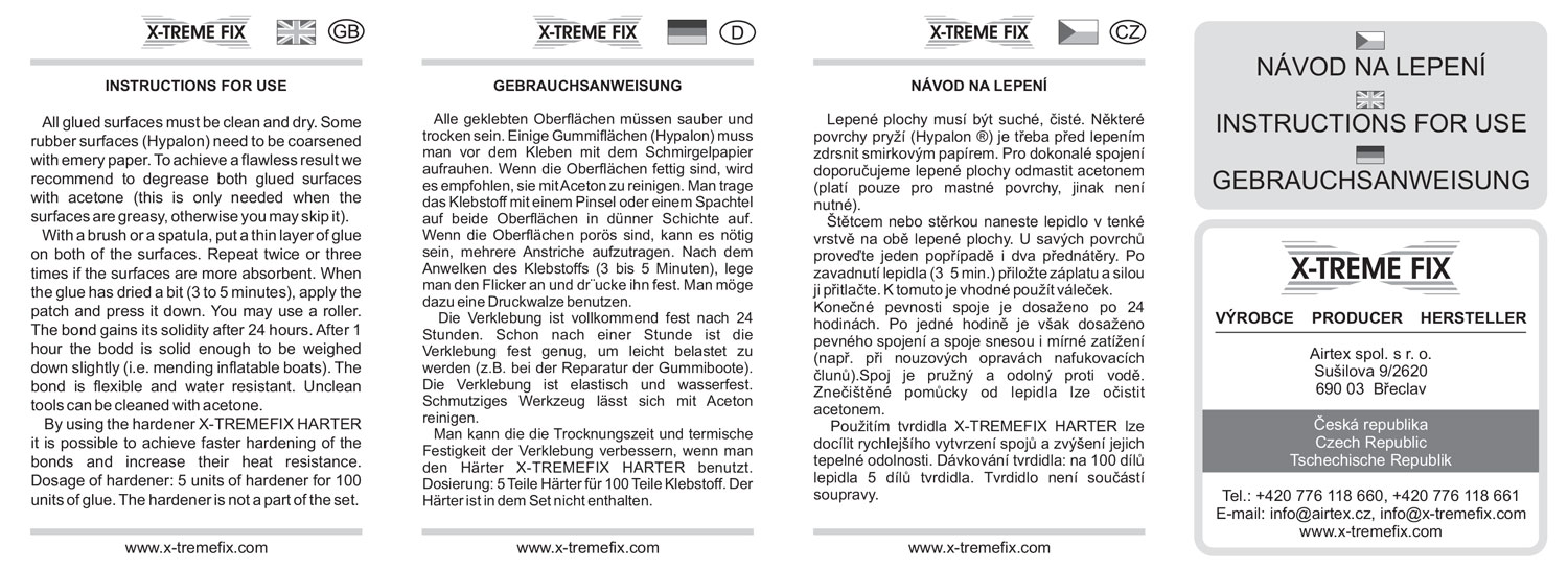 Kutlíci - polyuretanové lepidlo se štětečkem - X-TREMEFIX - návod